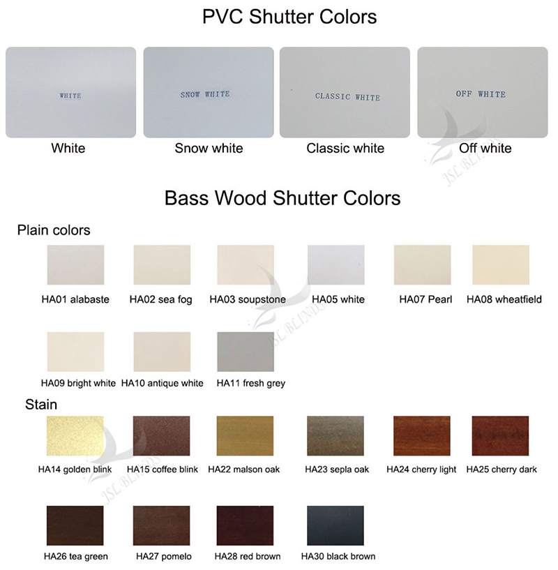 shutter color chart